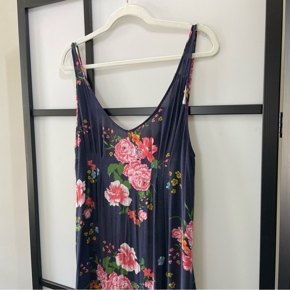 [S] Free People Navy Blue & Pink Softest Floral Maxi Dress Loungewear - Picture 3 of 13